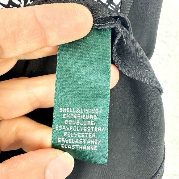 Lauren Ralph Lauren Ruched Side Colorblock Dress Size 4 3/4 Sleeve Black White - Picture 6 of 6